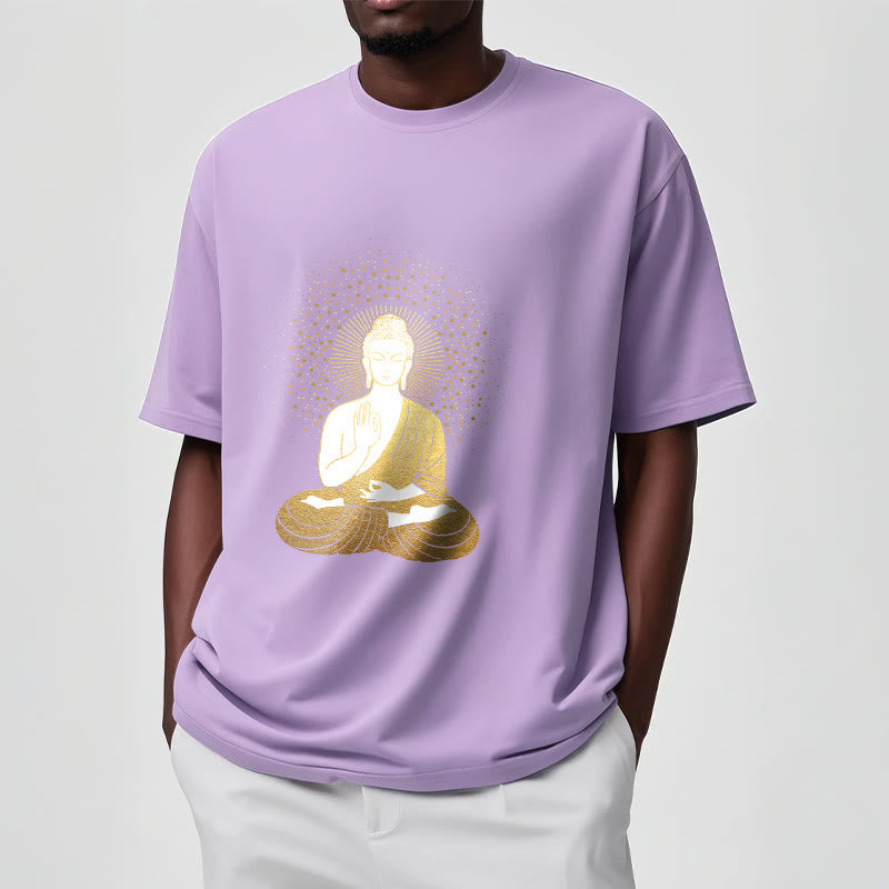 Buddha Stones Golden Meditation Buddha With Golden Aura Tee T-shirt - image 17