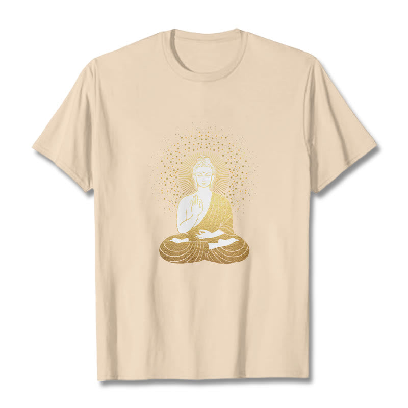 Buddha Stones Golden Meditation Buddha With Golden Aura Tee T-shirt - Bisque - 2XL - image 10