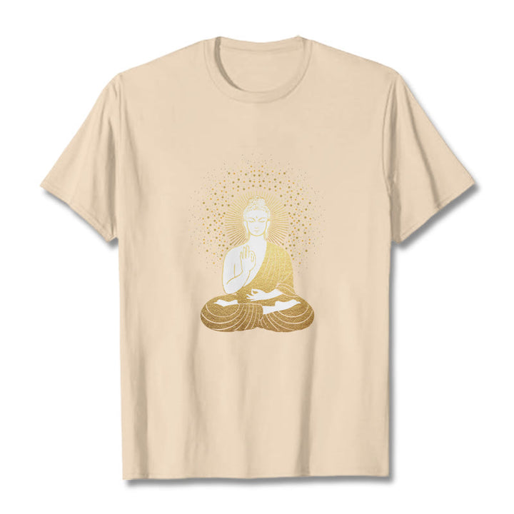 Buddha Stones Golden Meditation Buddha With Golden Aura Tee T-shirt - Bisque - 2XL - image 10