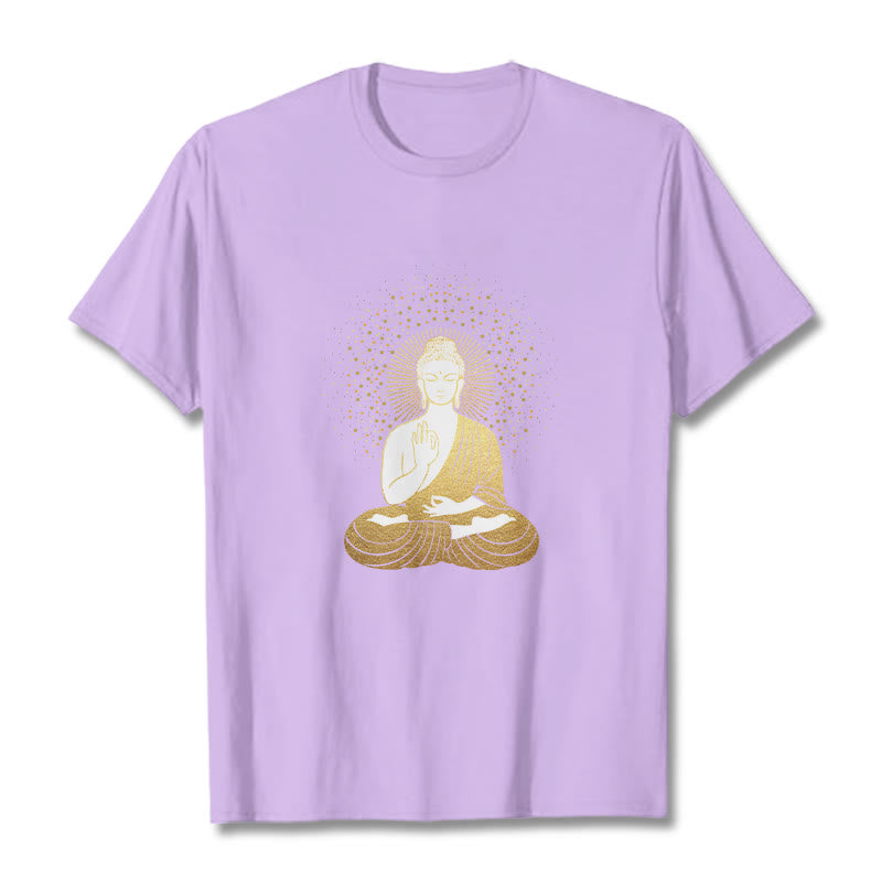 Buddha Stones Golden Meditation Buddha With Golden Aura Tee T-shirt - Plum - 2XL - image 16