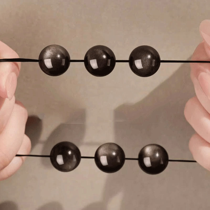 Buddha Stones Natural Silver Sheen Obsidian Om Mani Padme Hum Protection Bracelet - image 18