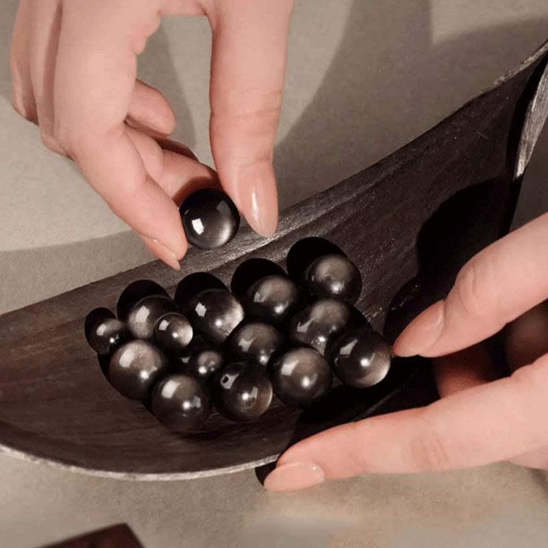 Buddha Stones Natural Silver Sheen Obsidian Om Mani Padme Hum Protection Bracelet - image 16