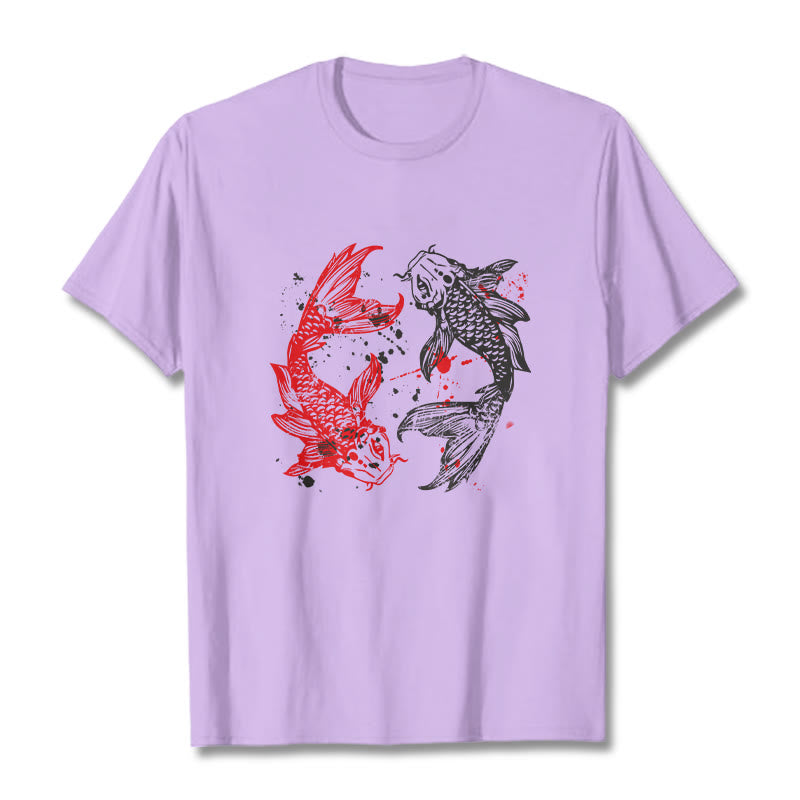 Buddha Stones Red Black Koi Fish Tee T-shirt - Plum - 2XL - image 16