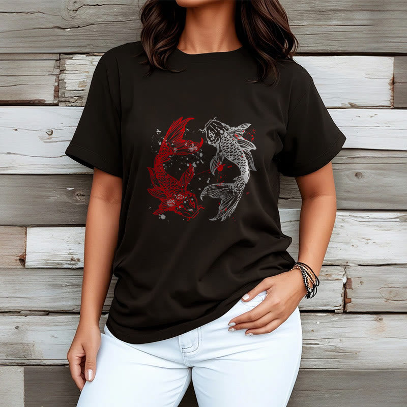 Buddha Stones Red Black Koi Fish Tee T-shirt - image 6