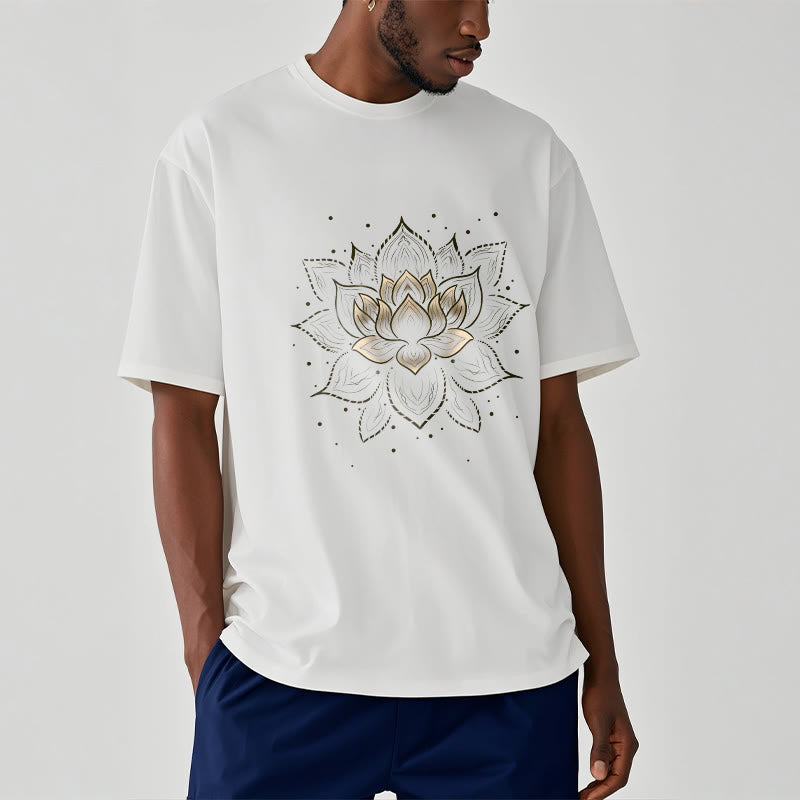 Buddha Stones Golden Lotus Flower Design Tee T-shirt - image 6