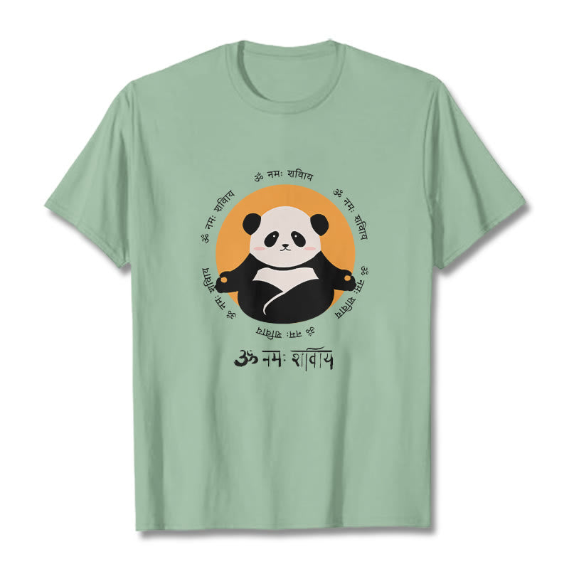 Buddha Stones Panda Sanskrit Namah Shivaya Tee T-shirt - PaleGreen - 2XL - image 14
