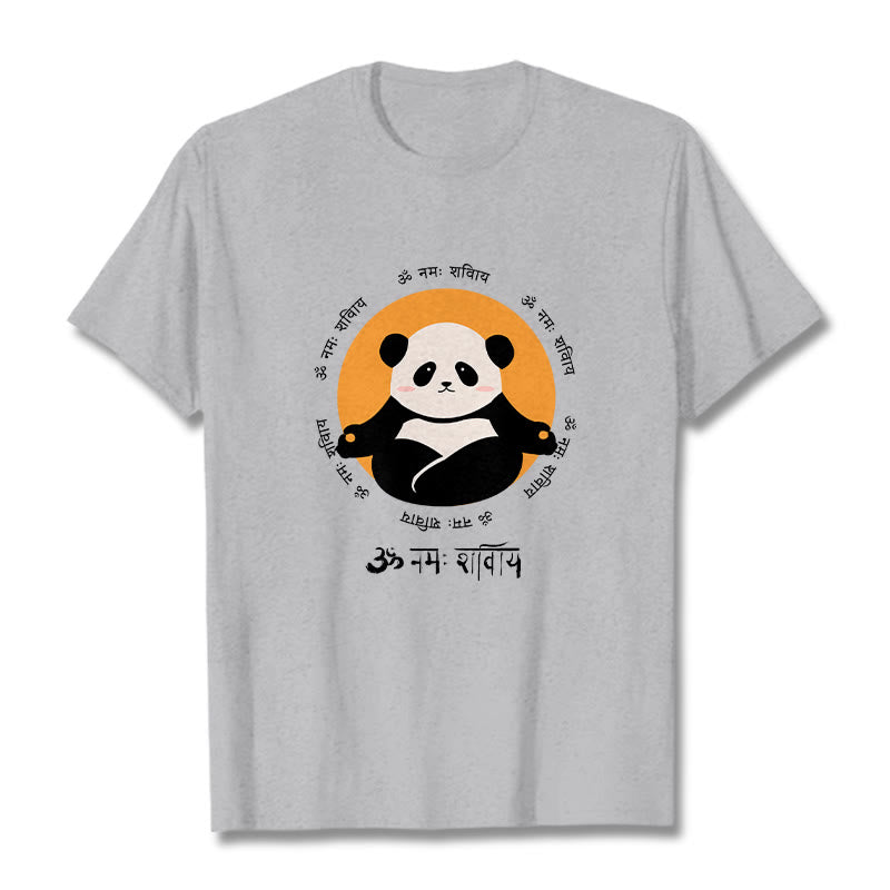 Buddha Stones Panda Sanskrit Namah Shivaya Tee T-shirt - LightGrey - 2XL - image 19