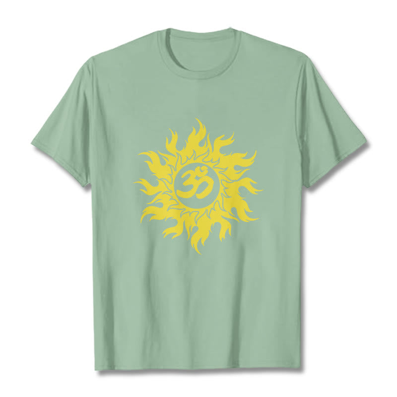 Buddha Stones OM Mantra Sanskrit Gold Sun Tee T-shirt - PaleGreen - 2XL - image 14