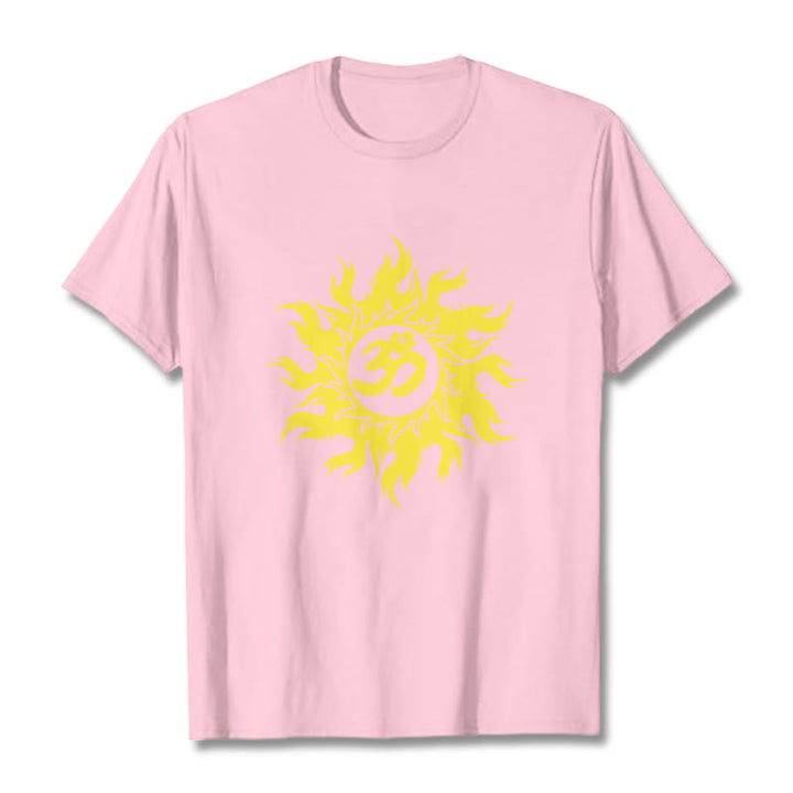 Buddha Stones OM Mantra Sanskrit Gold Sun Tee T-shirt - LightPink - 2XL - image 12
