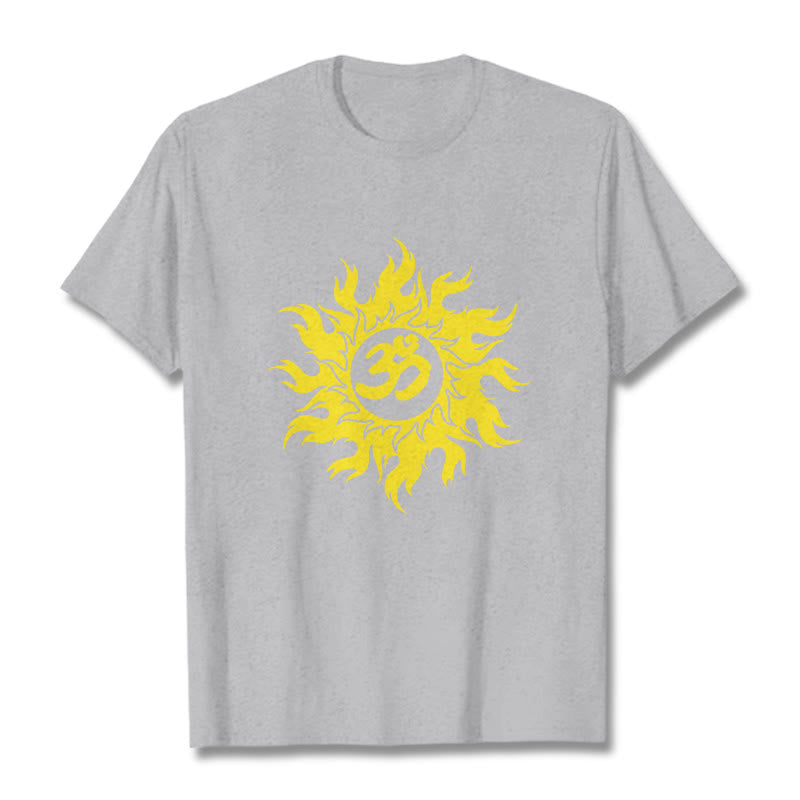 Buddha Stones OM Mantra Sanskrit Gold Sun Tee T-shirt - LightGrey - 2XL - image 19