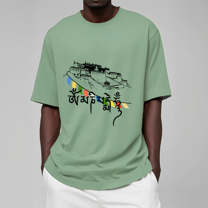 Buddha Stones Potala Palace Om Mani Padme Hum Prayer Flags Cotton Tee T-shirt - image 15