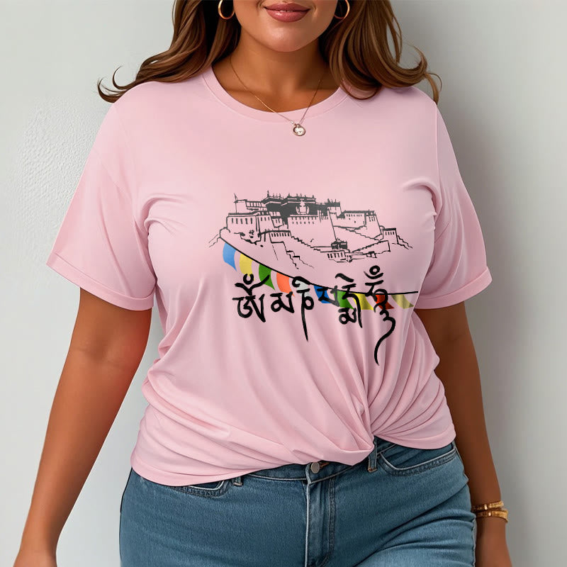 Buddha Stones Potala Palace Om Mani Padme Hum Prayer Flags Cotton Tee T-shirt - image 19