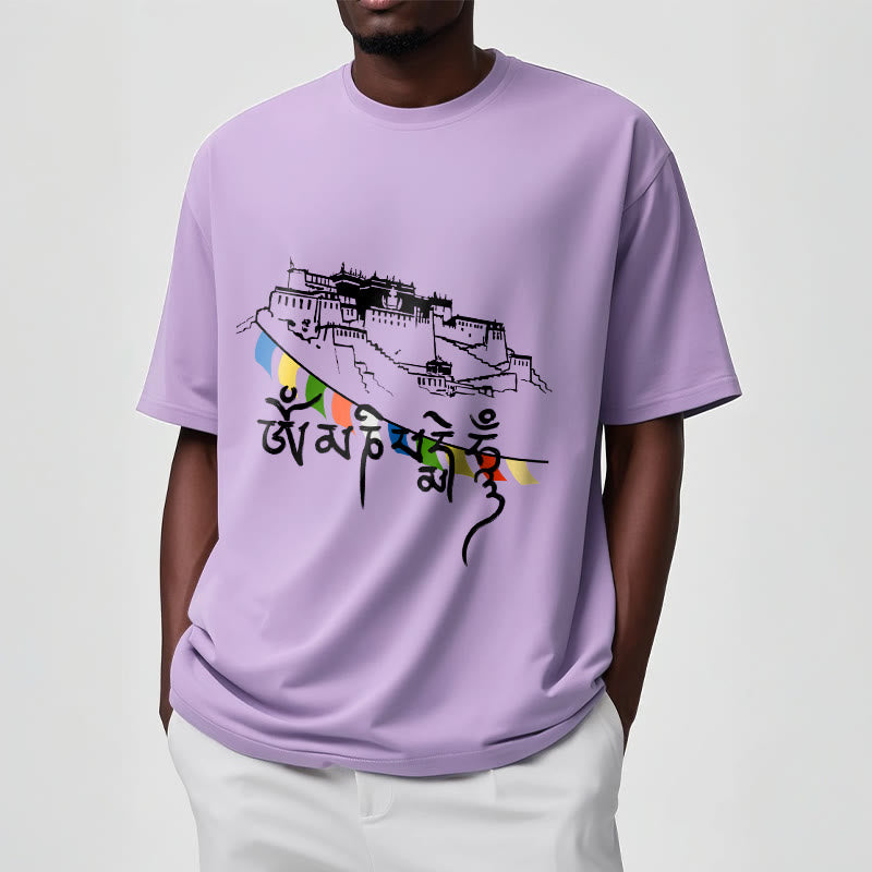 Buddha Stones Potala Palace Om Mani Padme Hum Prayer Flags Cotton Tee T-shirt - image 17