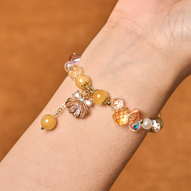 Buddha Stones Natural Amethyst Citrine Pearl Shell Peace Bracelet - image 8