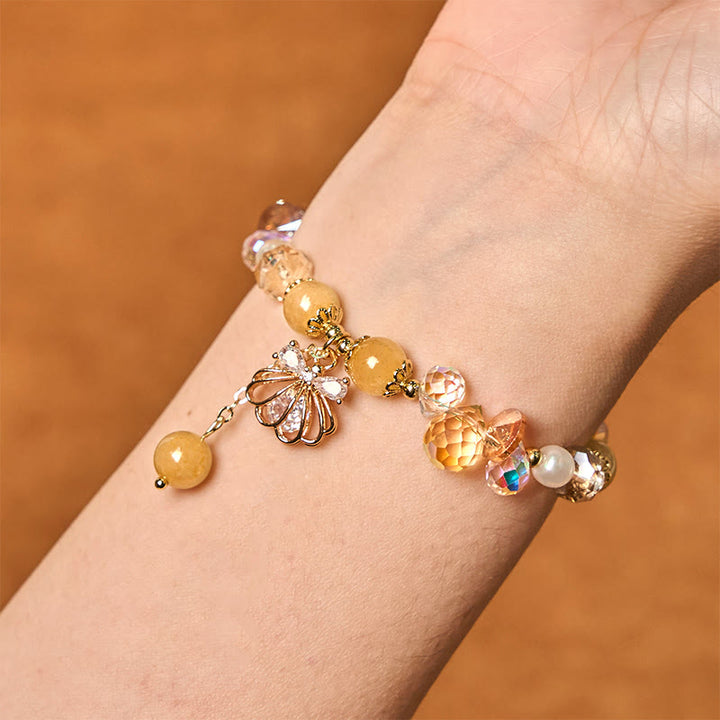 Buddha Stones Natural Amethyst Citrine Pearl Shell Peace Bracelet - image 8