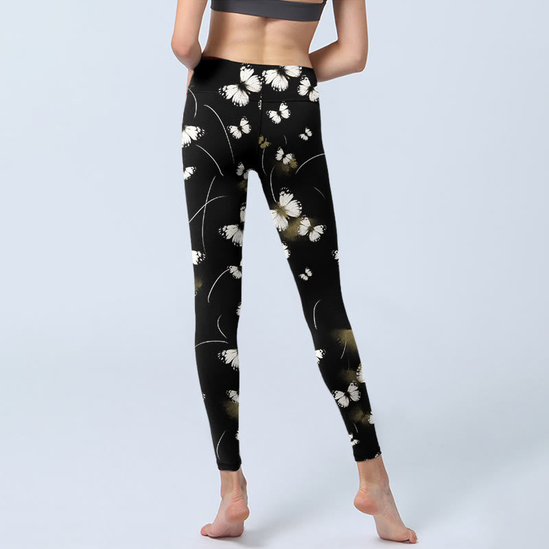 Buddha Stones White Butterfly Starlight Print Exercise Leggings Women's Yoga Pants - image 5