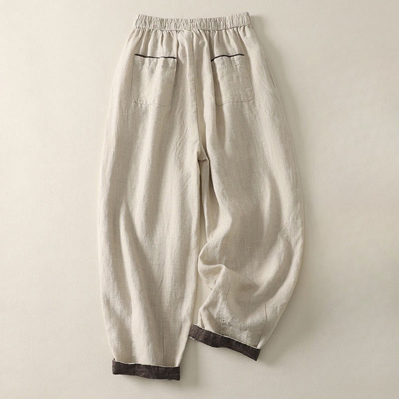 Buddha Stones Summer Casual Pure Color Drawstring Women's Harem Pants With Pockets - image 1