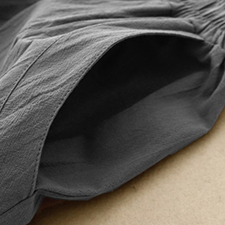 Buddha Stones Daily Plain Elastic Waistband Cotton Linen Women's Pants With Pockets - image 6