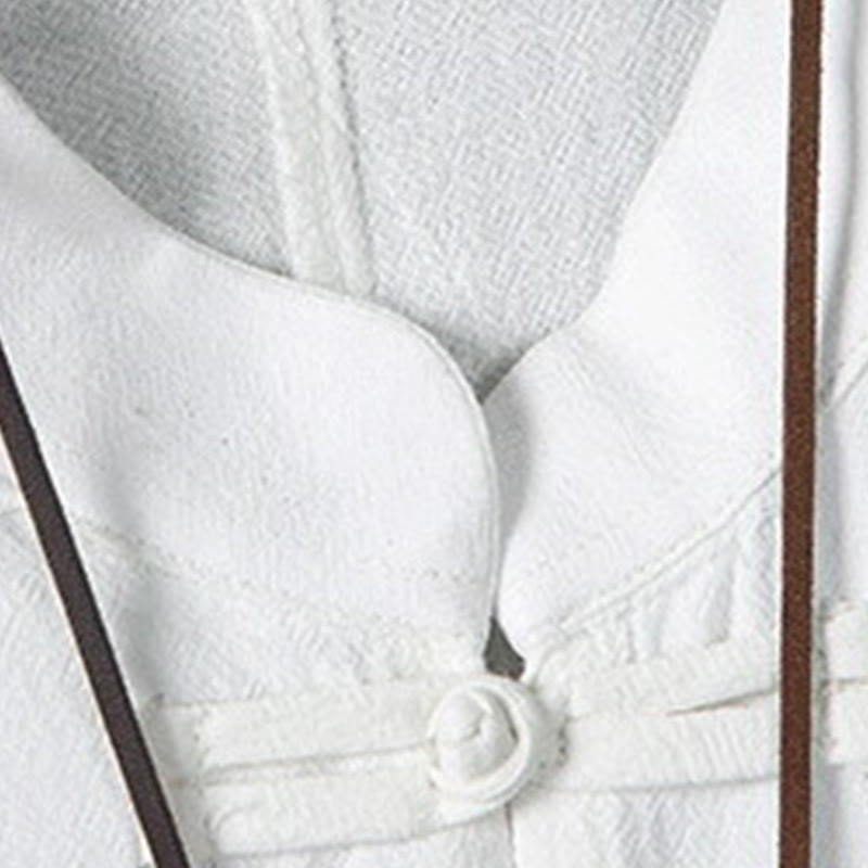 Buddha Stones Summer Frog-button Patchwork Half Sleeve Design Cotton Linen Men's Shirt Jacket - image 5