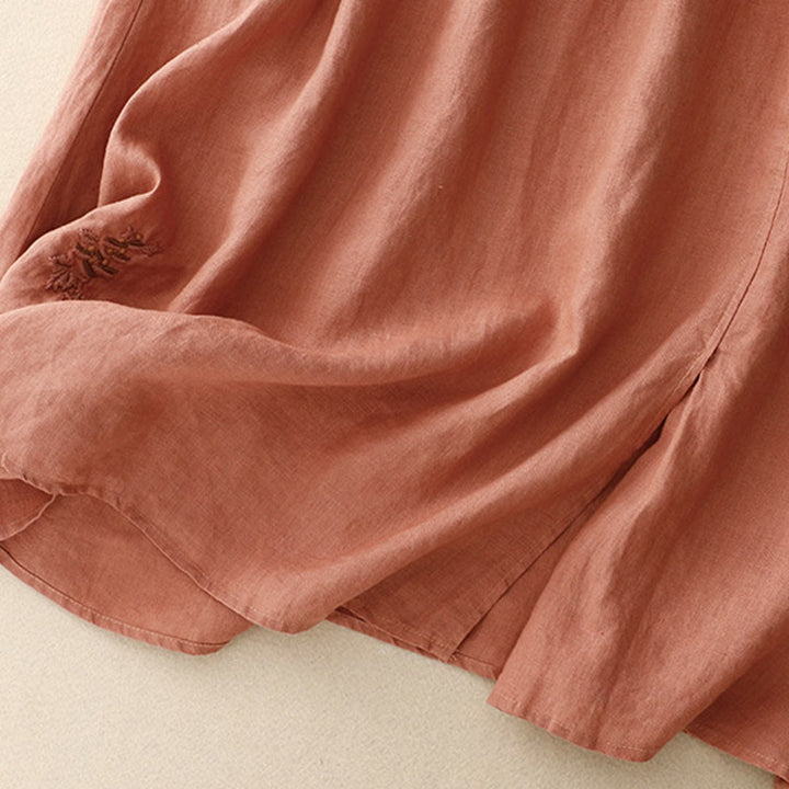 Buddha Stones Vintage Solid Embroidery Drawstring Women's Skirt With Pockets - image 22