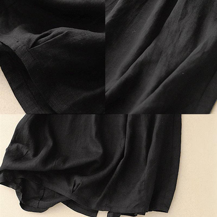 Buddha Stones Vintage Casual Plain Side Slit Elastic Waist Cotton Linen Women's Skirt With Pockets - image 14