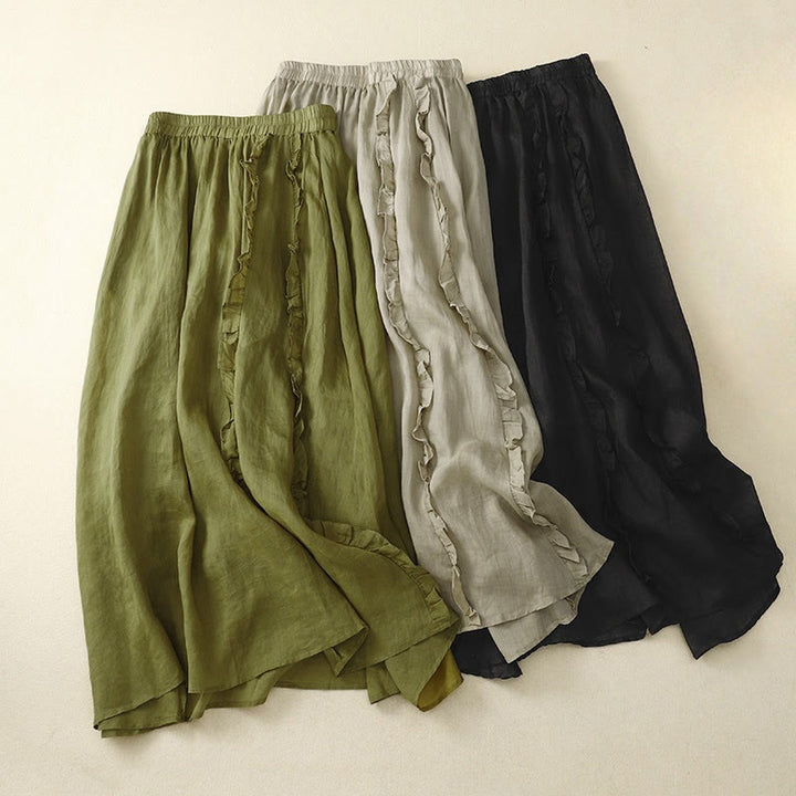 Buddha Stones Summer Plain Ruffle Design Women's Cotton Skirt - image 15