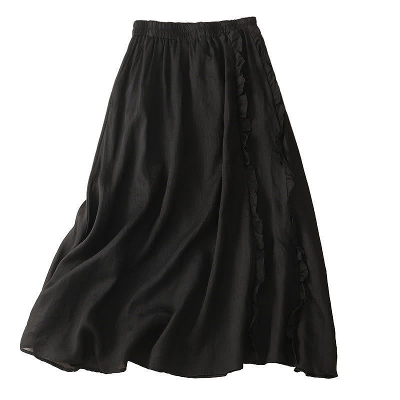 Buddha Stones Summer Plain Ruffle Design Women's Skirt - image 14