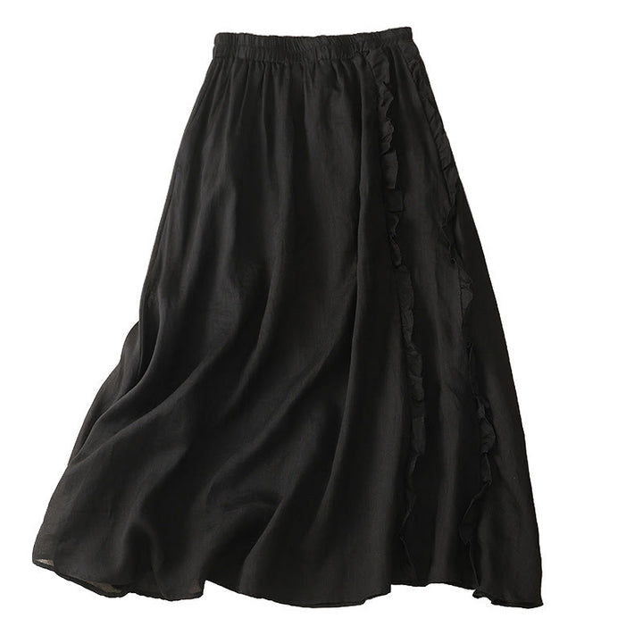 Buddha Stones Summer Plain Ruffle Design Women's Skirt - image 14