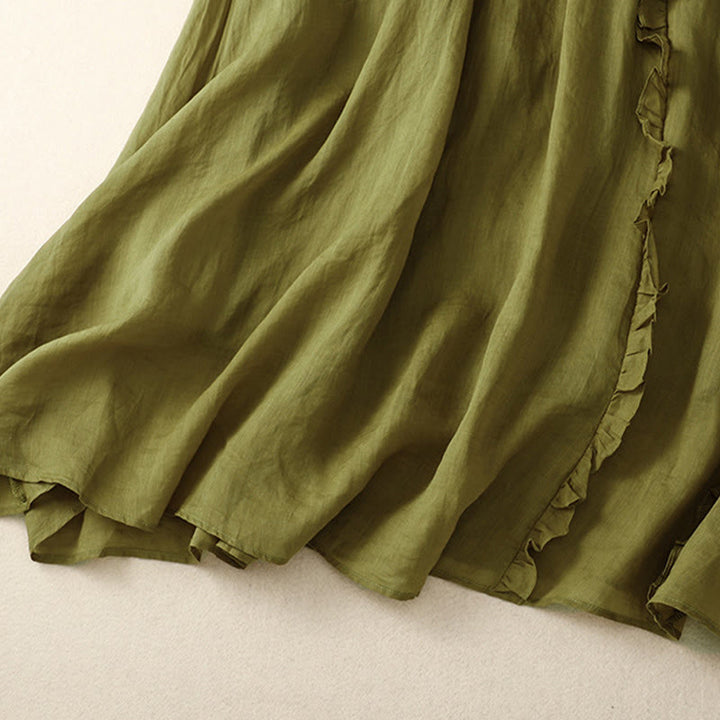 Buddha Stones Summer Plain Ruffle Design Women's Skirt - image 2