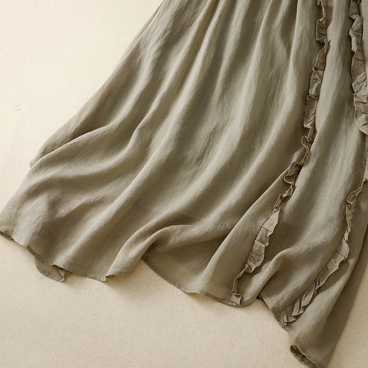 Buddha Stones Summer Plain Ruffle Design Women's Cotton Skirt - image 7