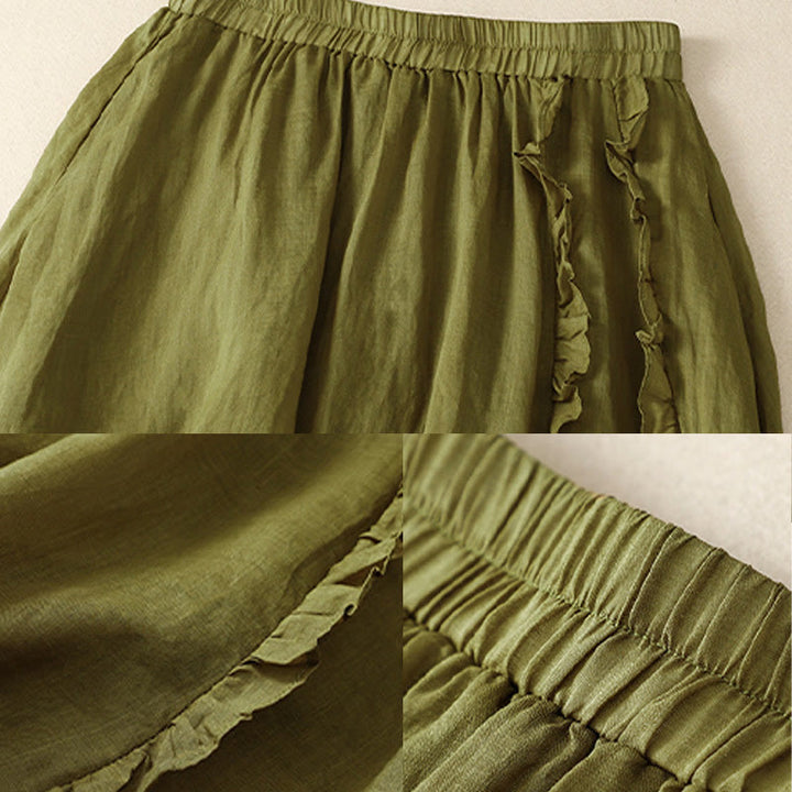 Buddha Stones Summer Plain Ruffle Design Women's Skirt - image 3