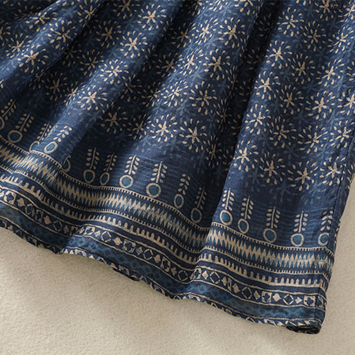 Buddha Stones Vintage Ethnic Floral Pattern Lined Drawstring Women's Skirt With Pockets - image 11