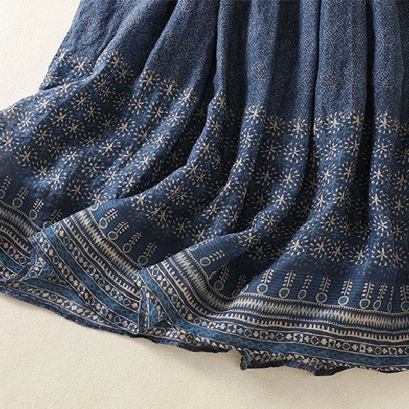 Buddha Stones Vintage Ethnic Floral Pattern Lined Drawstring Women's Skirt With Pockets - image 10