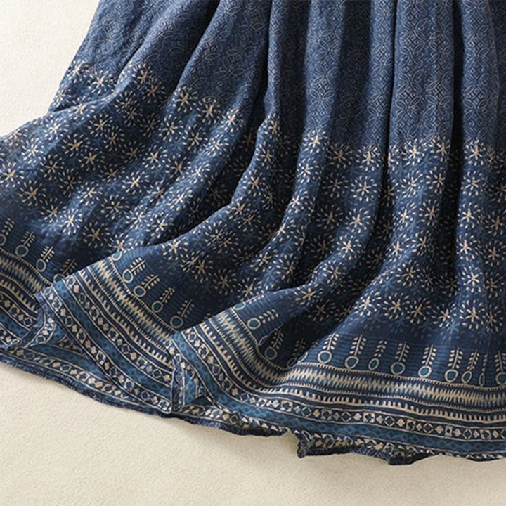 Buddha Stones Vintage Ethnic Floral Pattern Lined Drawstring Women's Skirt With Pockets - image 10