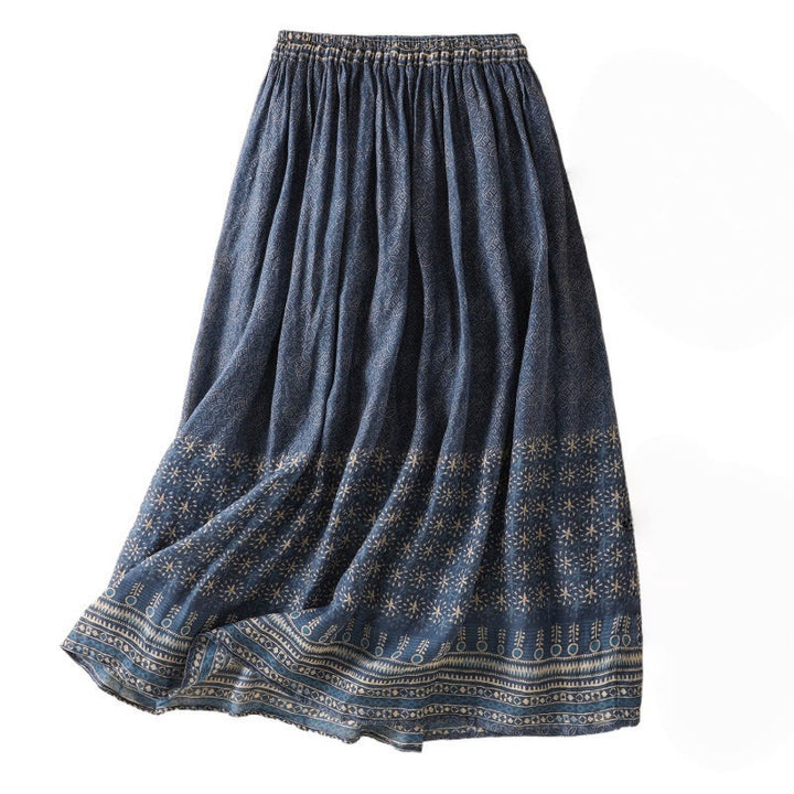 Buddha Stones Vintage Ethnic Floral Pattern Lined Drawstring Women's Skirt With Pockets - image 14