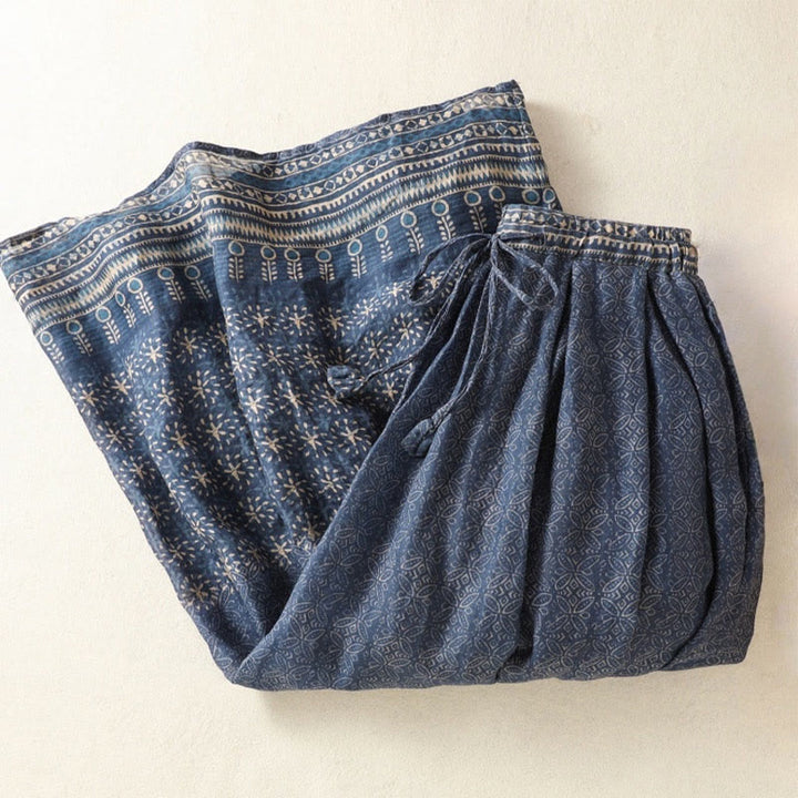 Buddha Stones Vintage Ethnic Floral Pattern Lined Drawstring Women's Skirt With Pockets - image 13