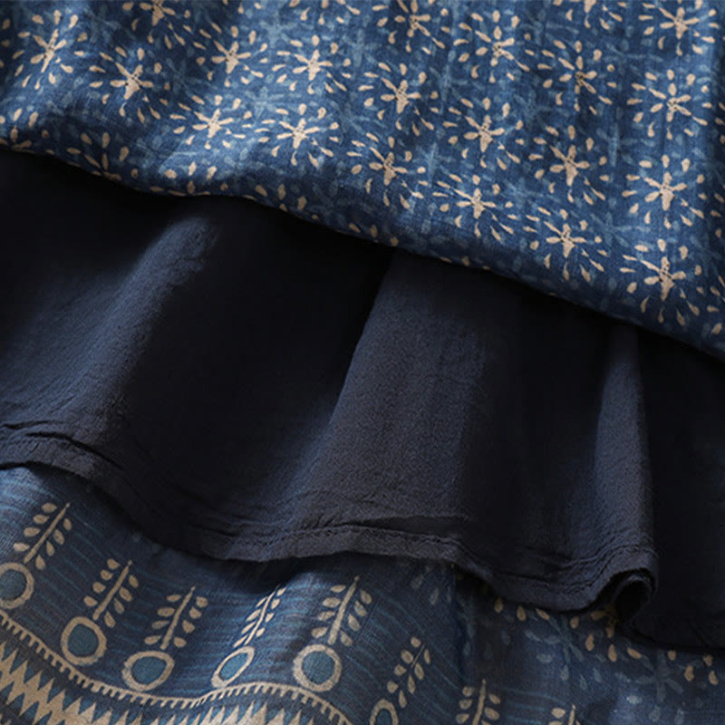 Buddha Stones Vintage Ethnic Floral Pattern Lined Drawstring Women's Skirt With Pockets - image 12