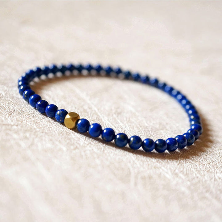 Buddha Stones 4mm Ultra-thin Lazurite Lapis Lazuli Beads Self Care Bracelet - image 6