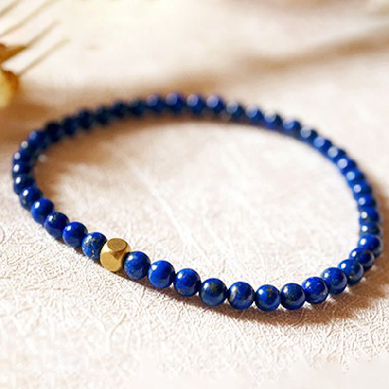 Buddha Stones 4mm Ultra-thin Lazurite Beads Self Care Bracelet - image 9