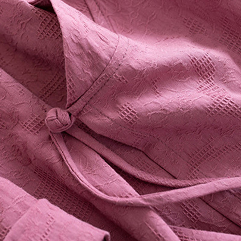 Buddha Stones Casual Solid Color Frog Button Long Sleeve Zen Cotton Linen Women's Shirt - image 17