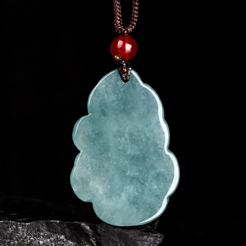 Buddha Stones Natural Green Jade Nine Tailed Fox Fairy Prosperity Necklace Pendant - image 3