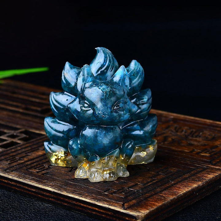 Buddha Stones Natural Various Crystal Strawberry Quartz Amethyst Nine Tailed Fox Protection Home Decoration - Apatite 5.5*4.5*5.5cm - image 45