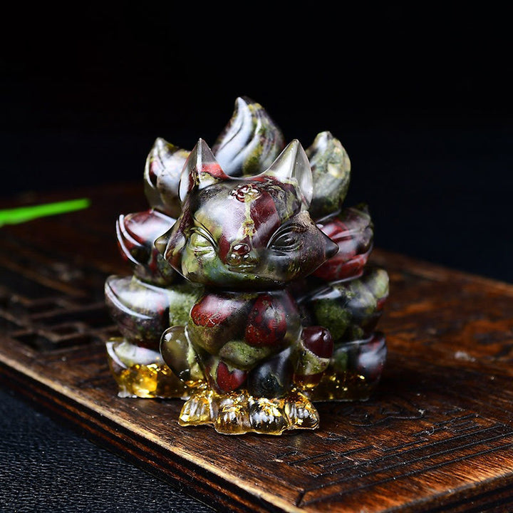 Buddha Stones Natural Various Crystal Strawberry Quartz Amethyst Nine Tailed Fox Protection Home Decoration - Dragon Blood Stone 5.5*4.5*5.5cm - image 41