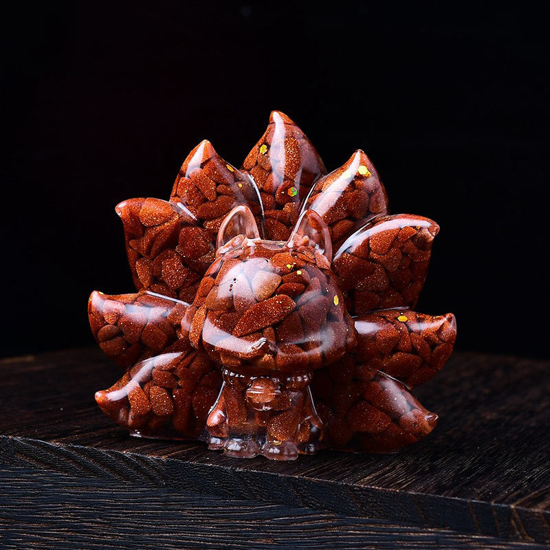 Buddha Stones Small Various Stone Pink Crystal Citrine Amethyst Nine Tailed Fox Warmth Home Decoration - Red Goldstone 8.8*6.9*8cm - image 16