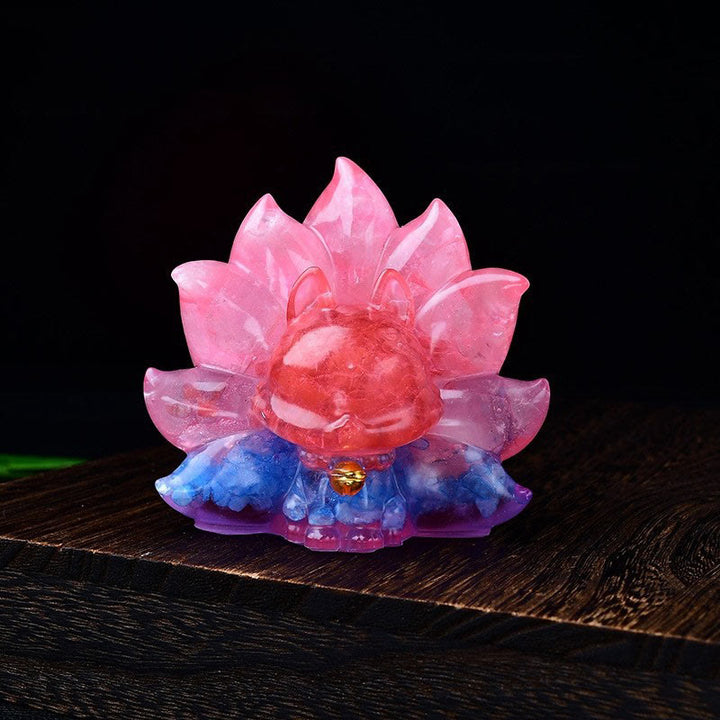 Buddha Stones Small Various Stone Pink Crystal Citrine Amethyst Nine Tailed Fox Warmth Home Decoration - Aquamarine+Red Stone+Pink Crystal 8.8*6.9*8cm - image 27