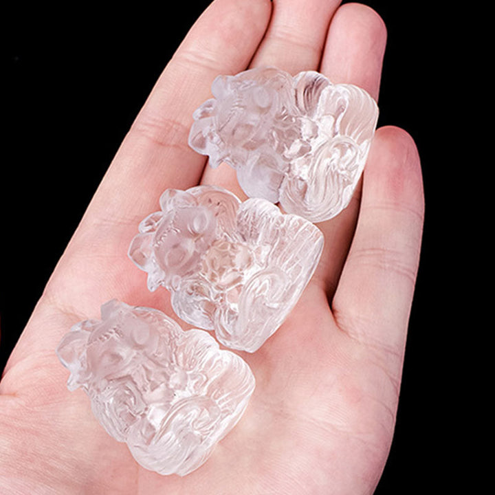 Buddha Stones Natural White Crystal Mini Small Nine Tailed Fox Carved Healing Home Decoration - image 4