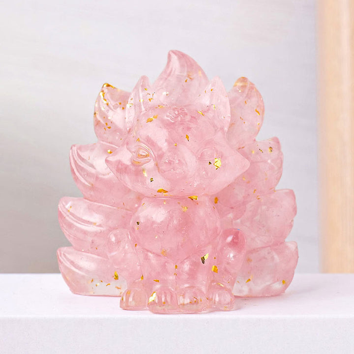 Buddha Stones Small Various Stone Strawberry Quartz Amethyst Green Aventurine Nine Tailed Fox Healing Home Decoration - Pink Crystal - 8*8.7cm - image 12