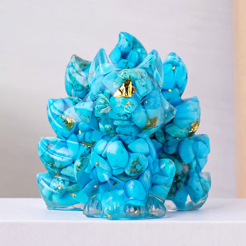 Buddha Stones Small Various Stone Strawberry Quartz Amethyst Green Aventurine Nine Tailed Fox Healing Home Decoration - Blue Turquoise - 8*8.7cm - image 21