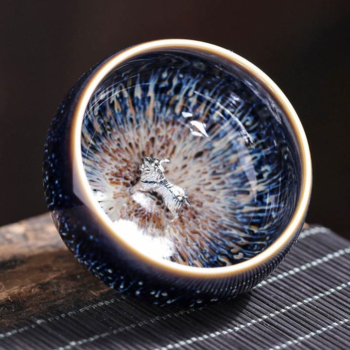 Buddha Stones Handmade Chinese Jianzhan Koi Fish Lotus Dragon Phoenix 12 Chinese Zodiac Ceramic Teacup Kung Fu Tea Cup 70ml - Goat 7.2cm*4.2cm*70ml - image 22