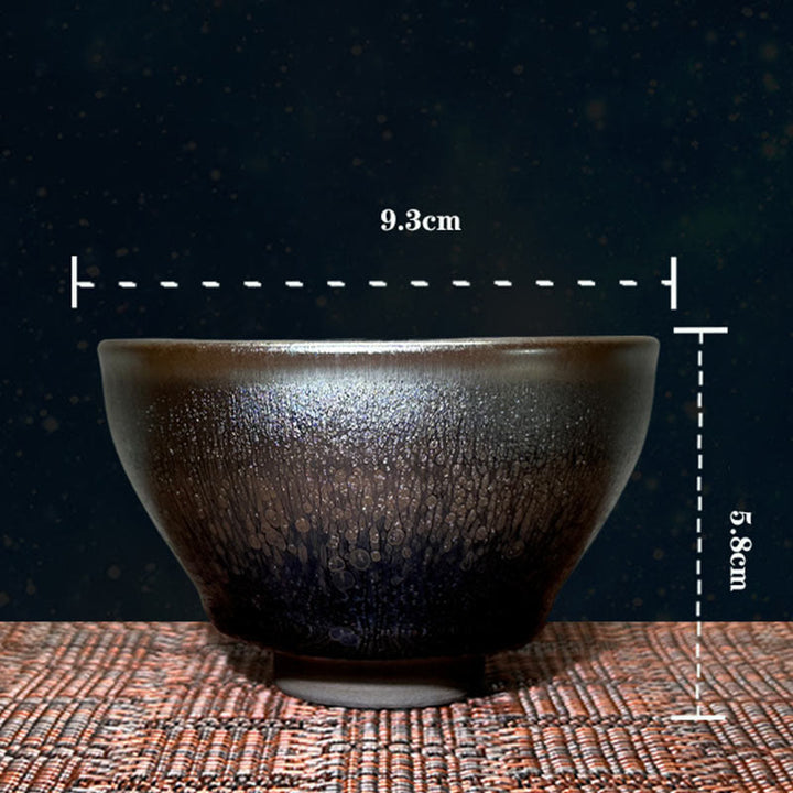 Buddha Stones Handmade Chinese Jianzhan Oil Drop Spots Pattern Ceramic Teacup Tenmoku Kung Fu Tea Cup 150ml - image 10